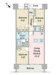 MJR博多ザ・レジデンス【1116号室】の間取り