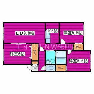 ウエスティン前田【103号室】の間取り