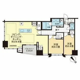 レーベン福岡天神ONE TOWER【2102号室】の間取り