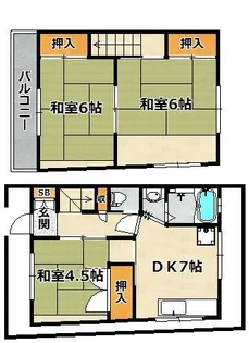 兵庫県神戸市長田区東尻池町1丁目【テラスハウス】の間取り
