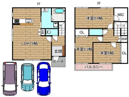 大阪府高槻市八幡町【テラスハウス】の間取り
