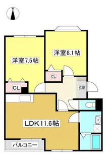 ベル ウッドⅡ【2階】の間取り