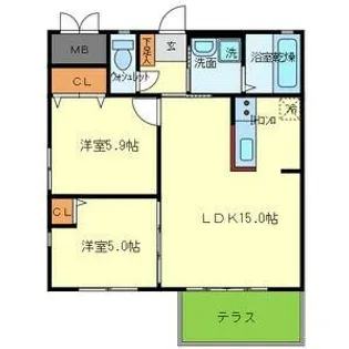 ハーベストコート伯太【103号室】の間取り