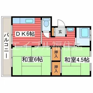 朝日ハイツ2号棟【1階】の間取り