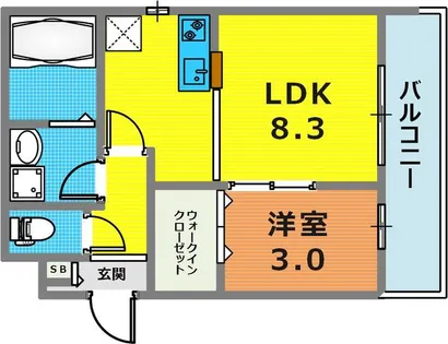 エハコ日暮通【0202号室】の間取り
