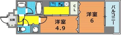 Msレジデンス神戸【9階】の間取り