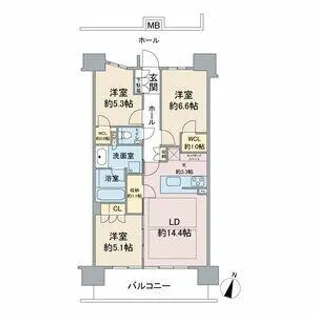 パークホームズ一社【12階】の間取り