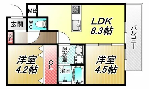 ソラーナ岸田堂【1階】の間取り