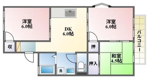 グランルーツ中根 A棟【201号室】の間取り