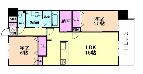 ブリエヴェール北桜塚【4階】の間取り