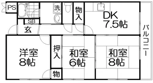 平成マンション【3階】の間取り