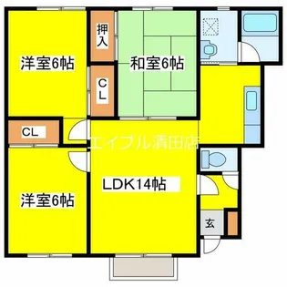 ル・パルクめぐみⅡ【202号室】の間取り