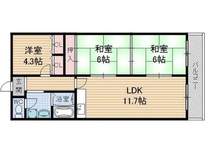 ベルメゾン茨木【1階】の間取り