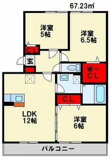 クレールアソウ【1階】の間取り