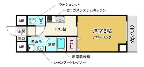 大阪府豊中市清風荘1丁目【マンション】の間取り