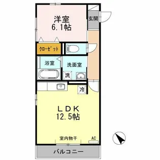 ラフィネ横山 A・B棟【B205号室】の間取り