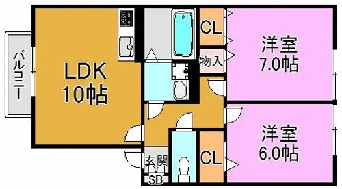 2LDKの間取り画像