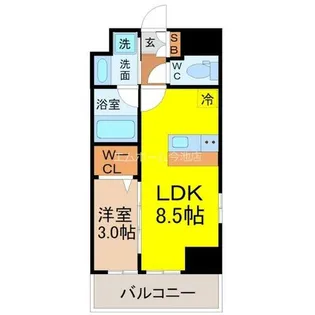 ルネフラッツ黒川Ⅱ【7階】の間取り