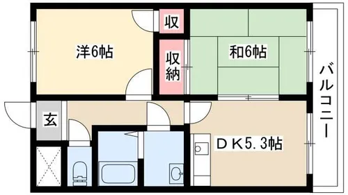 2DKの間取り画像