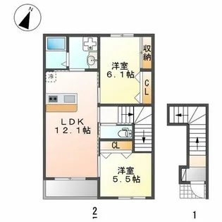 ベルビュー田園【2階】の間取り