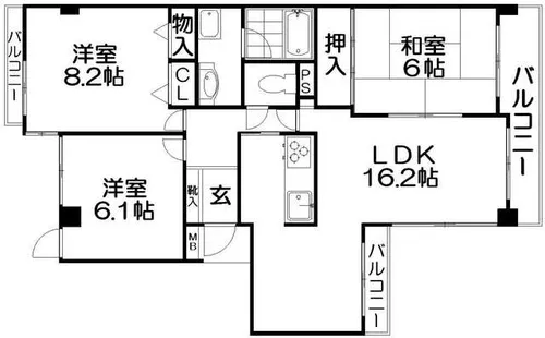 コスモ楠葉【2階】の間取り