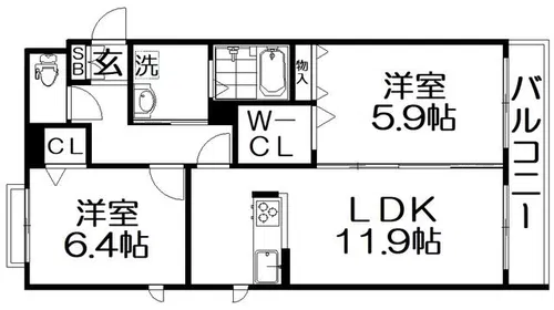 シャーメゾン南楠葉【206号室】の間取り