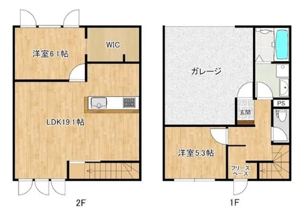 福岡県小郡市小板井【テラスハウス】の間取り