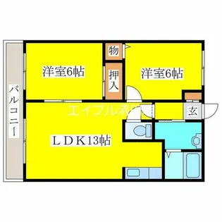 サントピア【208号室】の間取り