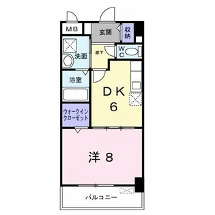 1DKの間取り画像