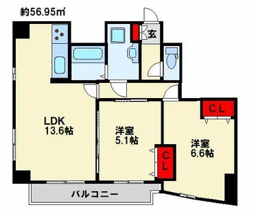 福岡県北九州市小倉北区大手町【マンション】の間取り