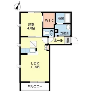 廣田板付6A棟【0201号室】の間取り