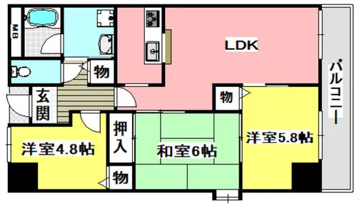 オークヴィラ村上Ⅲ【3階】の間取り