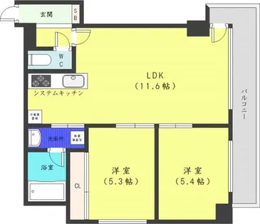 アルファスクエア南4条東【6階】の間取り