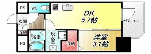 エステムコート大阪プリューム【301号室】の間取り