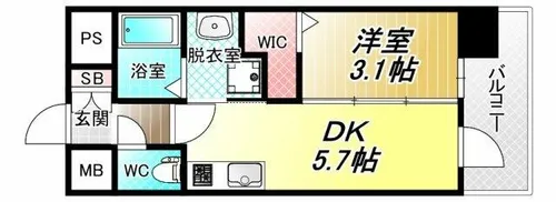 エステムコート大阪プリューム【7階】の間取り