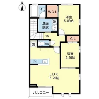 プリーマ今宿Ⅲ【0203号室】の間取り