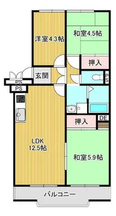 ハイコーポ長岡京B棟【5階】の間取り
