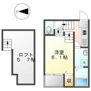 グリーンハイツ伝馬【1階】の間取り