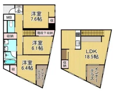 福岡県春日市春日原北町3丁目【マンション】の間取り