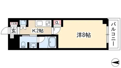 レジディア高岳【6階】の間取り