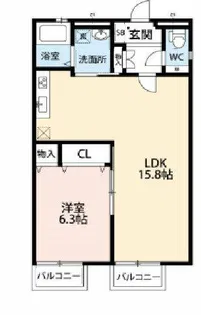 フォンテーヌⅡ【1階】の間取り