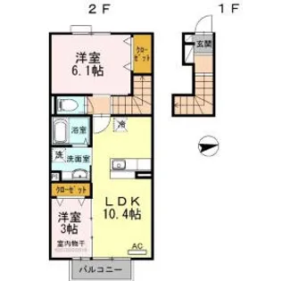 エスポワール下城野【2階】の間取り