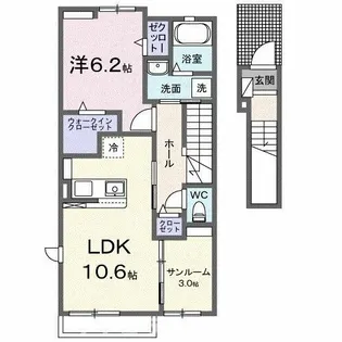 サザンウィンド26 Ⅱ【2階】の間取り