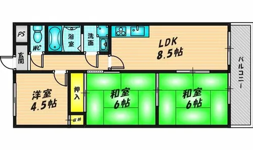 大阪府東大阪市横小路町5丁目【マンション】の間取り