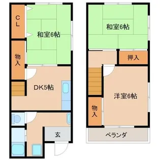 兵庫県尼崎市武庫之荘本町3丁目【テラスハウス】の間取り