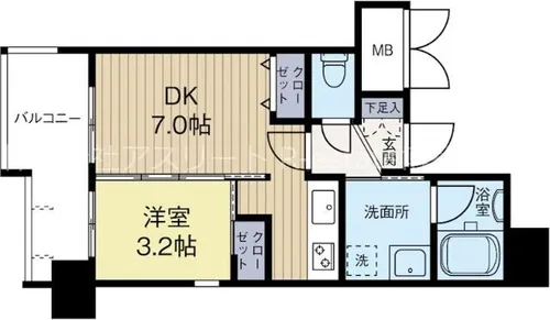 福岡県福岡市博多区千代1丁目【マンション】の間取り