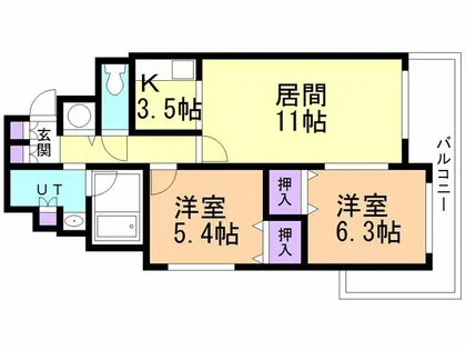 りら・ガーデン登別【2階】の間取り