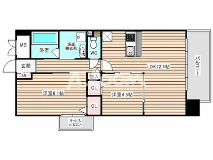 ルチューレ西梅田【6階】の間取り