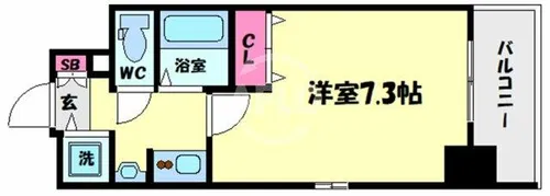 アーバンフラッツ難波東【14階】の間取り