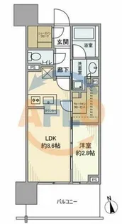 プラウド難波【8階】の間取り